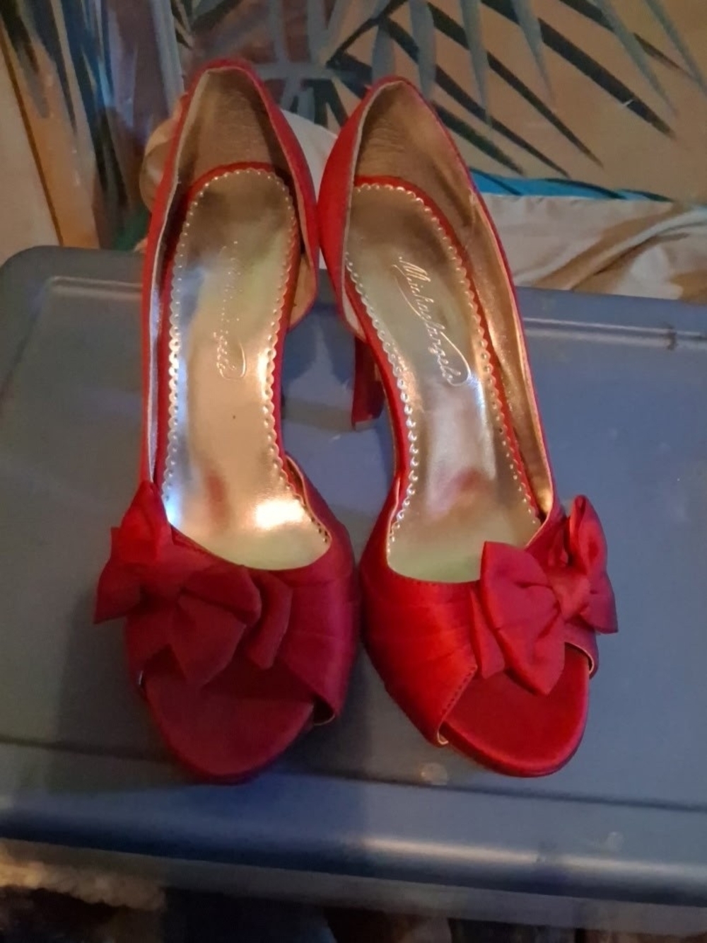 Red Peep-Toe Bow Pump - Women's Dress Heels